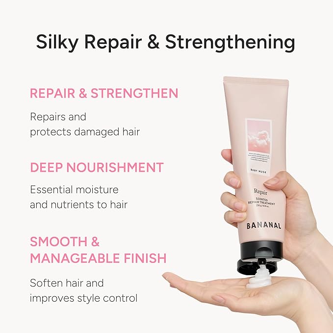 Scented Repair Treatment Mask – Protein-Enriched Deep Repair for Damaged Hair – 17 Amino Acids, Botanical Oils, Shea Butter & Ceramide – Korean Hair Conditioner, Baby Musk, 100 ml / 3.4 fl oz