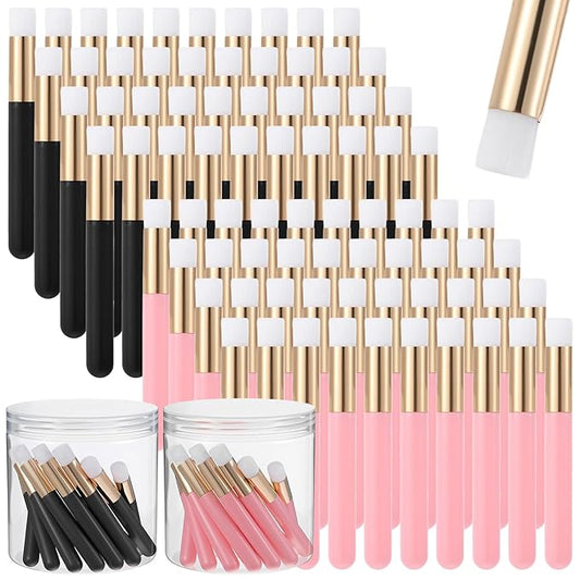 100 Pcs Lash Shampoo Brushes with Container, Eyelash Extension Cleansing Brush Nose Pore Cleaning Tool Peel off Blackhead Removing Tool Cosmetic Lash Cleanser Facial Cleansing (Black & Pink)