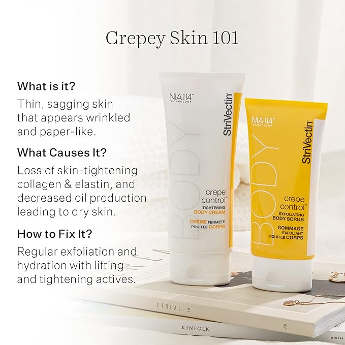 StriVectin Tighten & Lift Crepe Control Exfoliating Body Scrub, Targets Crepiness and Rough, Dull Skin, 5 Fl Oz, white