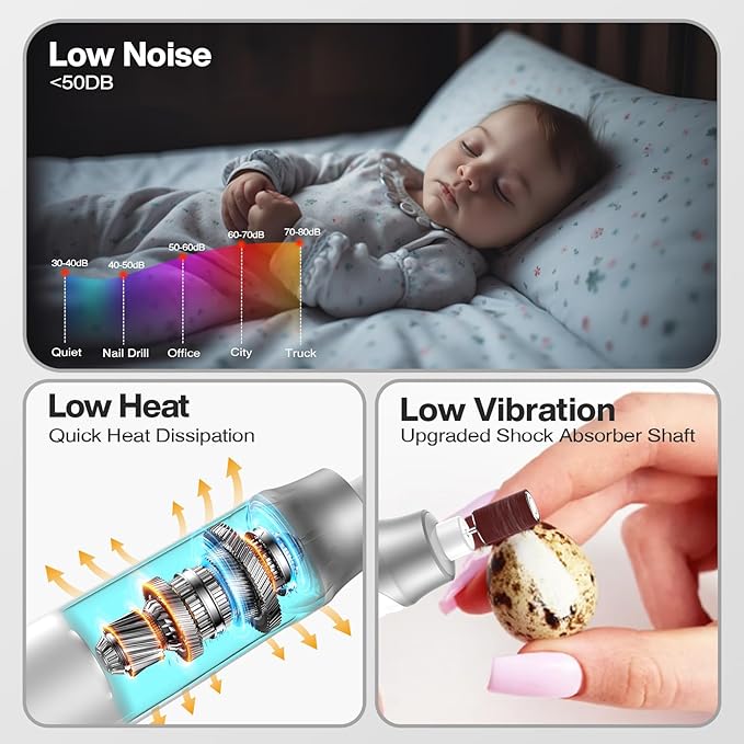 Professional Electric Nail Drill 2000mAH Portable Cordless Electric Nail File 10 in 1 Manicure Pedicure Kit ,5-Speeds Toe Nail Tools Hand Foot Care,Thick Toenail Grinder for Women Men Pets (Silver)