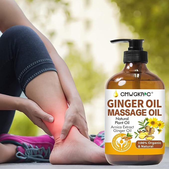 Ginger Oil,Ginger Massage Oil for Lymphatic Drainage,Natural Body Oil for Skin,Arnica Oil,Sore Muslce Massage Oil,Spa Ginger Oil-Warming and Relaxing for Christmas Stocking Stuffers for Men Women