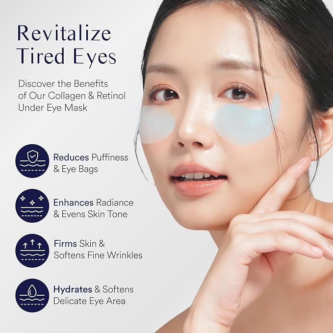 Under Eye Patches for Dark Circles: 30 Pairs Eye Gel Mask for Puffy Eyes and Bags with Retinol Collagen - Undereye Brightening Hydrating Anti-Wrinkles Women