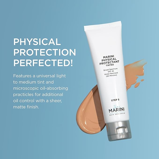 Jan Marini Skin Research Physical Protectant Tinted SPF 45 - Daily Face Protectant Product - Tinted SPF Facial Sunscreen - Sunscreen Aids Against Visible Wrinkles - Light to Medium Skin Tones - 2 oz
