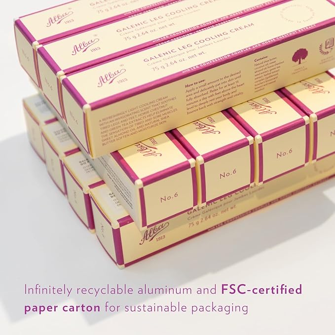 Alba1913 Vegan Leg Cooling Cream - Cooling Relief for Tired, Heavy Legs, Reduces Fatigue & Heaviness, Stimulates Circulation, Deep Moisturizing & Softening, Refreshing Formula, Easy to Use - 75g