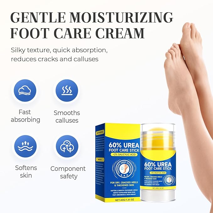 60% Urea Hydrating and Anti-Cracking Foot Cream, Moisturising and Relieves Cracking and Dryness Foot Cream for Cracked Heels,Hands,Knees,Exfoliating Moisturizer (Blue*2, one size)