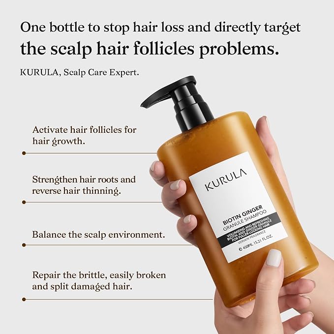 Biotin Ginger Anti-Thinning Shampoo - Helps Stop Loss for Stronger, Thicker, Longer Hair | Scalp-Nourishing, Deep Cleanse and Oil Control 15.2 FL OZ