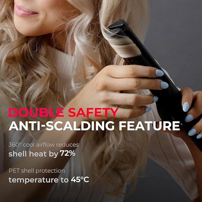 TYMO Airflow 2.0 Curling Iron Flat Iron - Hair Straightener and Curler 2 in 1, 1.25 Inch Curling Wand for Long Short Hair, Dual Voltage for Travel, 54 Million Ionic, Anti-Tangle, 5 Temps, Black