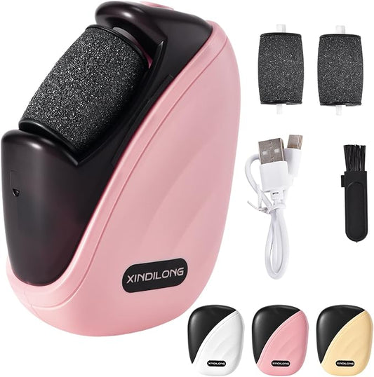 Foot Callus Remover｜Patented 3D Roller + 2-Speed 丨LED｜30,000 RPM High-Frequency Exfoliation｜Portable for Home & Travel｜Stylish Foot Care for Men & Women (Pink)