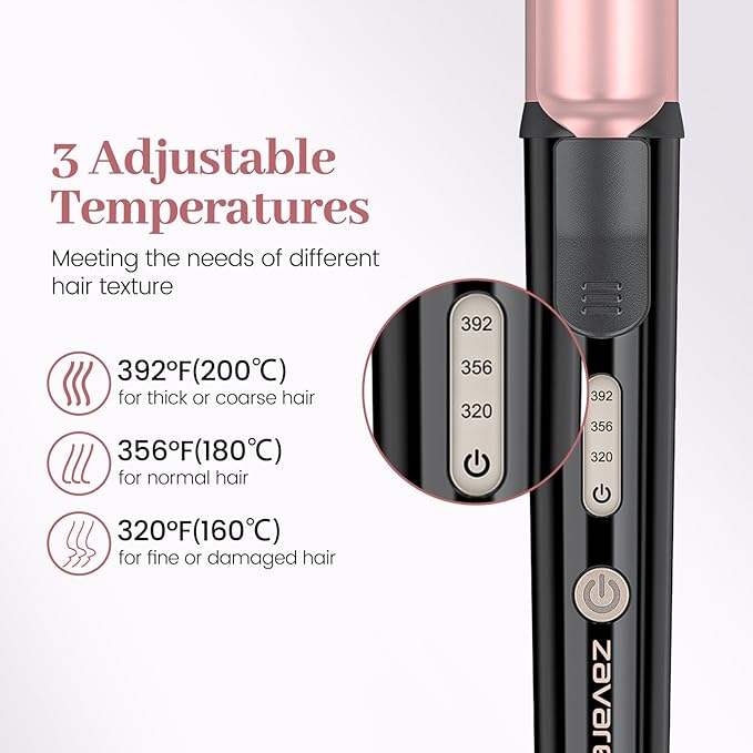 Zavarea Curling Iron for Short Hair, Mini Hair Curler with 1 Inch Ceramic Barrel, 3 Adjustable Temp, Portable Design, Instant Heating, Dual Voltage for Travel, Auto Shut-Off, Includes Storage Bag