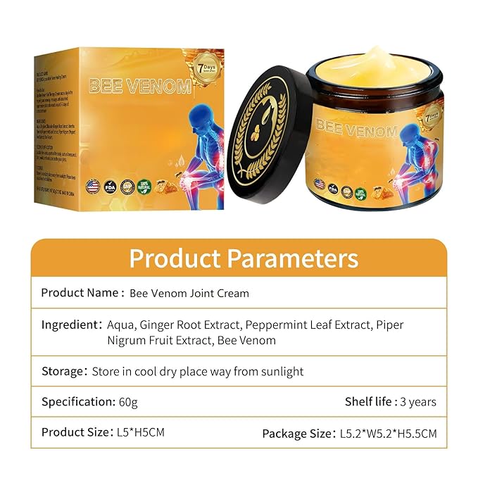 Bee Venom Joint Cream, Bee Venom Cream for Back, Knee, Waist,Back Hand,Feet & Leg Massage Caref. (2)