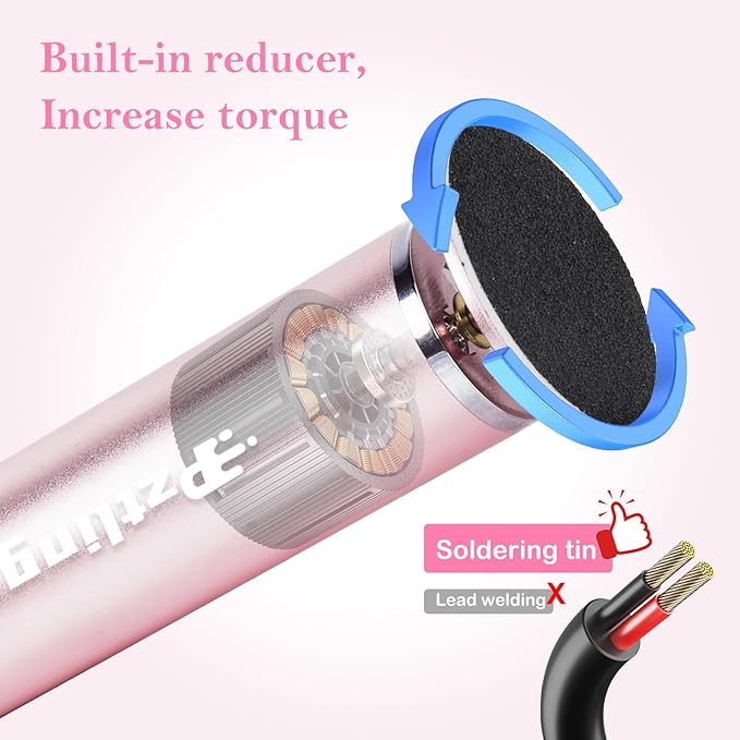 Electric Foot Callus Remover,Powerful Electric Foot File, Professional Adjustable Speed Pedicure Tool with 60 Pcs Replacement Sandpaper Discs for Dead Skin and Calluses-Pink