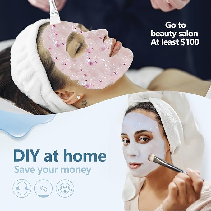 Jelly Mask for Facials, Hydrating & Moisturizing Peel-Off Rubber Gel Face Mask Skin Care for Deep Hydration & Glow, 23 Fl Oz Jar Professional Spa Use for All Skin Types with hyaluronic acid