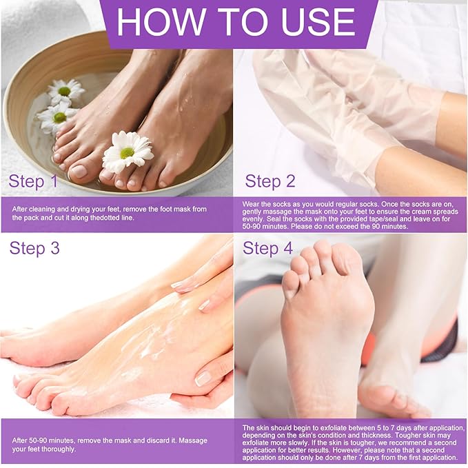 Foot Peeling Mask 5 Pack, Foot Peel Mask Remove Dead Skin, Rough Callus and Cracked Heels, Dry Skin Moisturizer for Soft and Smooth Baby Touch Feet (Lavender)