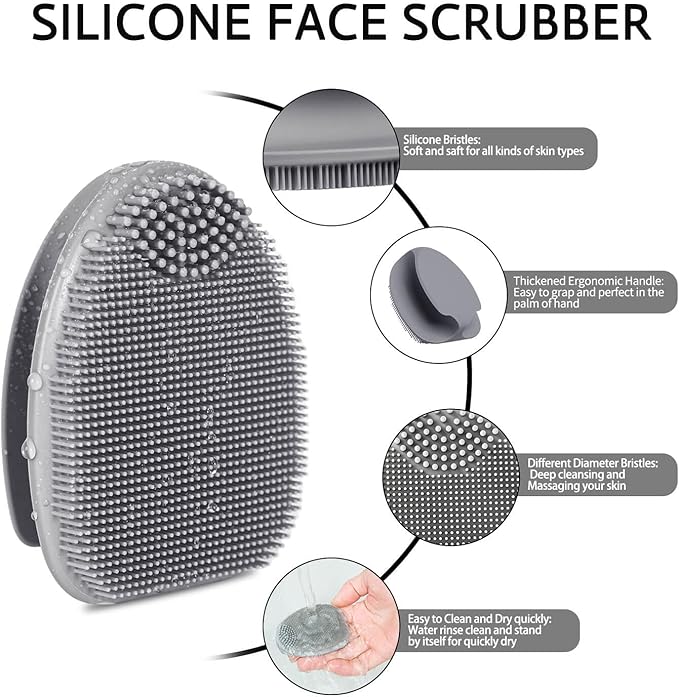 Silicone Face Scrubber,2 Pack Face Scrubber for Women Men, Manual Face Exfoliator Brushes Scrubber,Facial Cleansing Brush for Exfoliating Blackhead Remover Acne Pore Cleansing Massaging