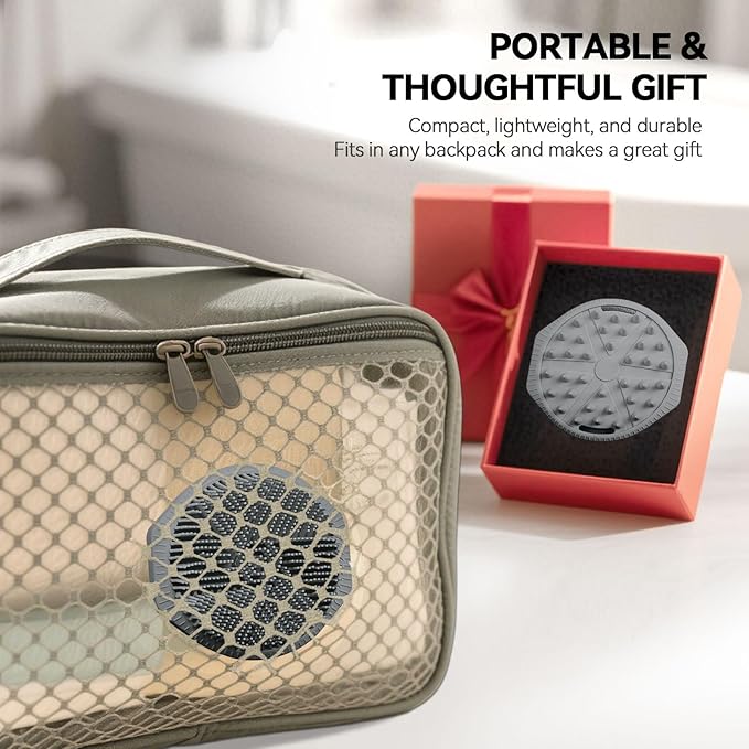 Silicone Body Scrubber as Stocking Stuffers, Dual-Sided Silicone Loofah for Shower, Exfoliating Body Brush Scrubber for Men and Women for All Skin, Scalp Massager Lather Well＆Easy to Clean (Gray)