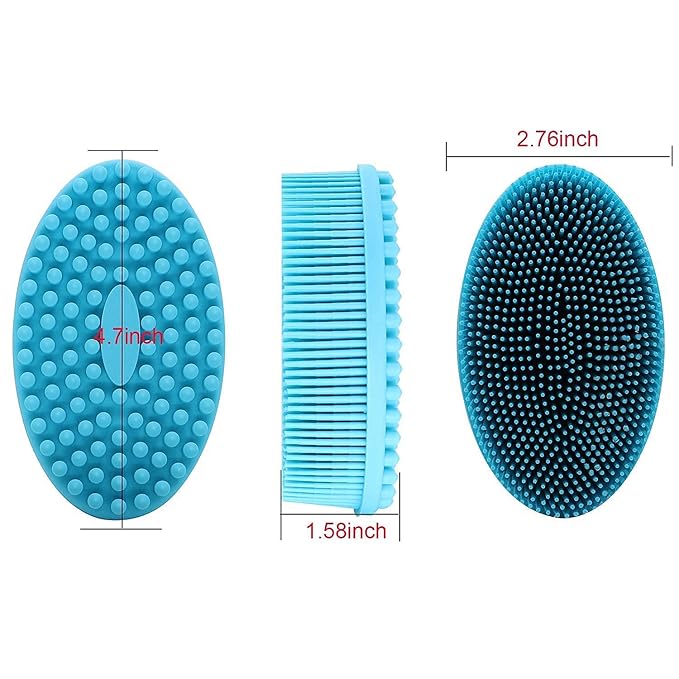 DNC Exfoliating Silicone Body Scrubber Shower Bath Body Brush loofah Easy to Clean, Lathers Well, Eco Friendly, Long Lasting (Blue