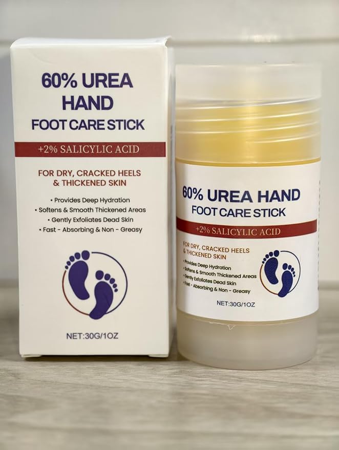 60% Urea Cream with 2% Salicylic Acid Foot Balm, Portable Hand Cream, Foot Cream for Dry Cracked Heels and Feet Hand, Urea Heel Care Stick Callus Remover & Skin Softener, 1oz