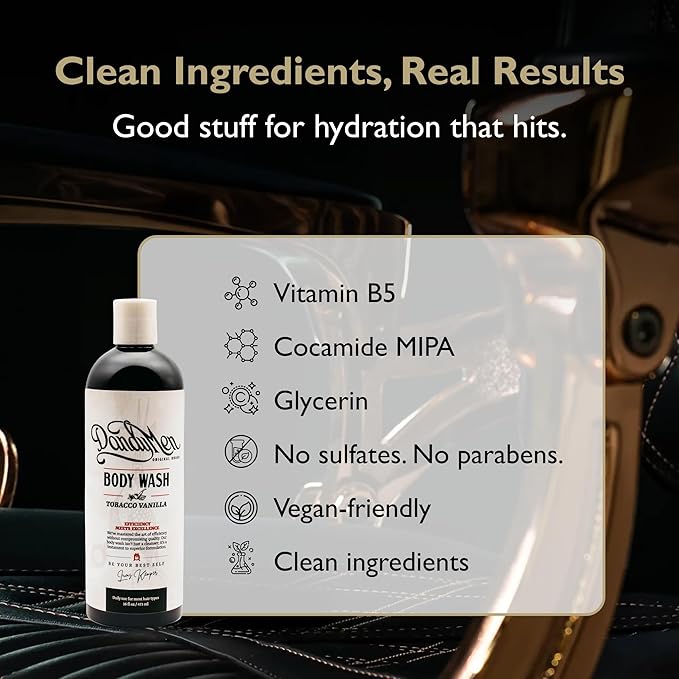 Hydrating Bodywash for Men – 16oz (1-pack, Tobacco Vanilla)