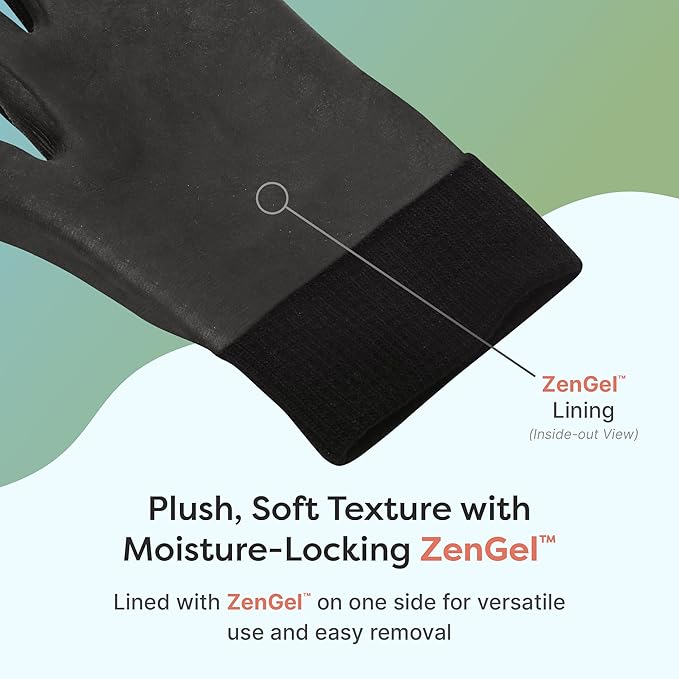 ZenToes Moisturizing Gloves for Dry Hands, Gel Infused with Jojoba Seed Oil, Olive Oil and Vitamin E, Overnight Hand Moisturizer (OSFM, Cotton Black)