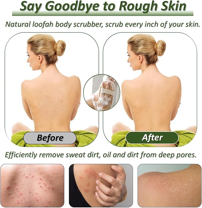 Natural Loofah Exfoliating Body Scrubber for Men and Women, Loofah Sponge Pads & Body Sponges Scrubber, Luffa Sponge to Clean & Relax Your Body Deeply (5 Pack)