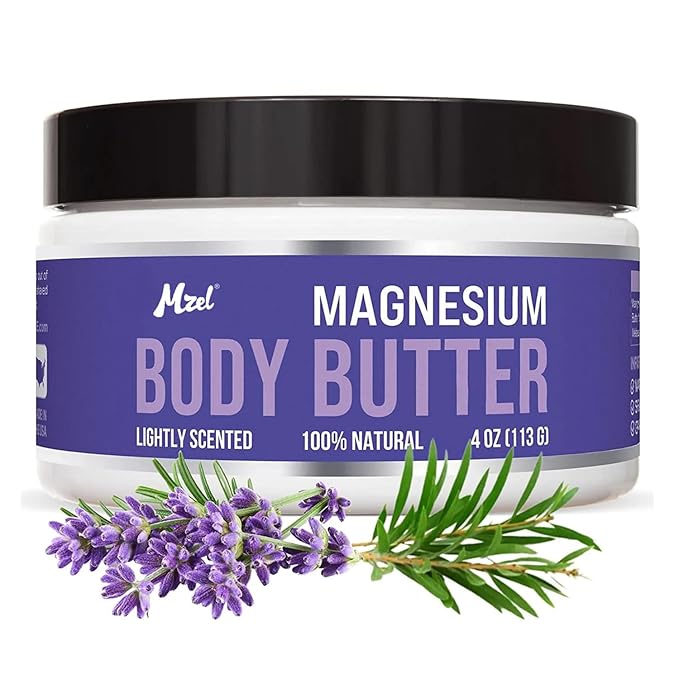 Pure Magnesium Body Butter for Women with Mango, Shea, Grapeseed, Ultra Moisturizing & Muscle Relaxing Cream for All Skin,100% Natural, Lightly Scented, 4 oz