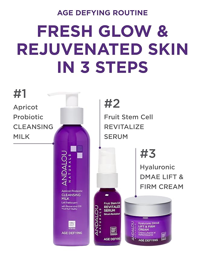 Andalou Naturals Age Defying Apricot Probiotic Cleansing Milk | Gentle Daily Hydrating Face Cleanser For Dry, Dehydrated Skin| With Fruit Stem Cell Complex | 6 fl oz