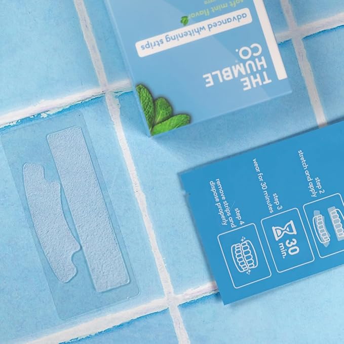 The Humble Co Advanced Teeth Whitening Strips – Sensitive Teeth Whitening Strips - Gentle Enamel Safe & Peroxide Free Tooth Whitener - Dental Oral Care Products & Essentials -14 Treatments, 28 Count