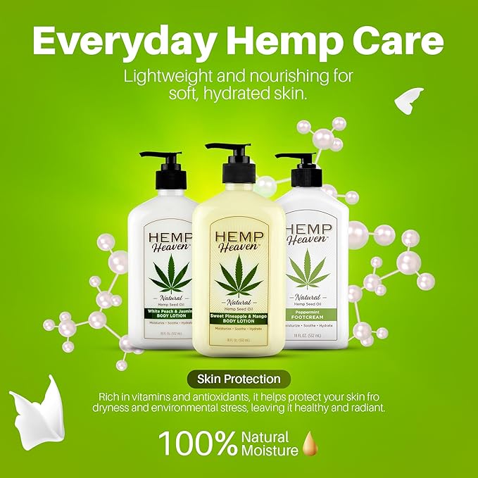 Hemp Heaven Hemp Lotion - Lotion Strawberry Dream with Pineapple & Mango Scent - Natural Hemp Seed Oil, Paraben-Free, 18 oz, Made in USA, Nourishing for Men & Women, EWG Verified, Anti-Aging