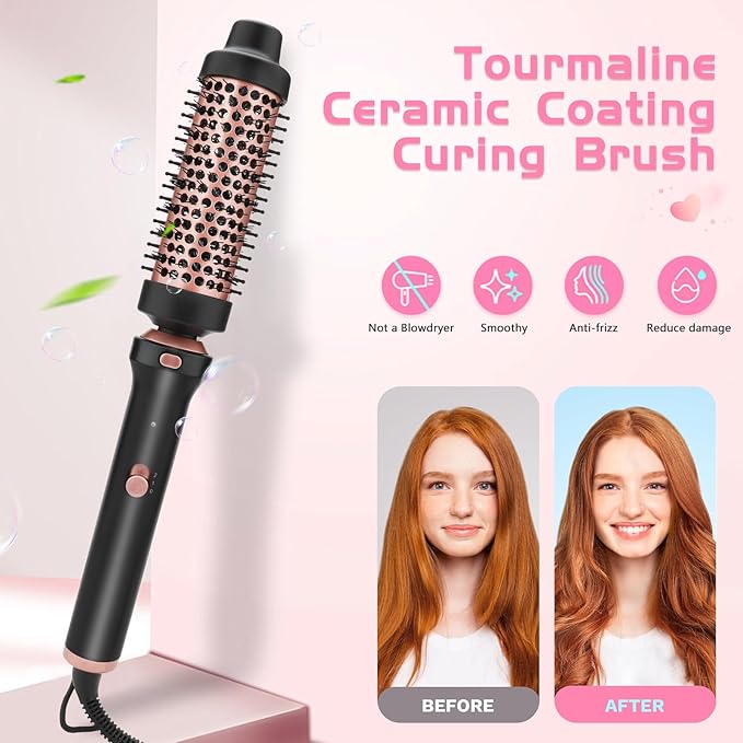 GSKY 5 in 1 Curling Iron Set, Hair Curler with Curling Brush and 4 Interchangeable Ceramic Curling Wand(0.5”-1.25”), Fast Heating, Include Suitcase & 2 Clips & Heat Protective Glove