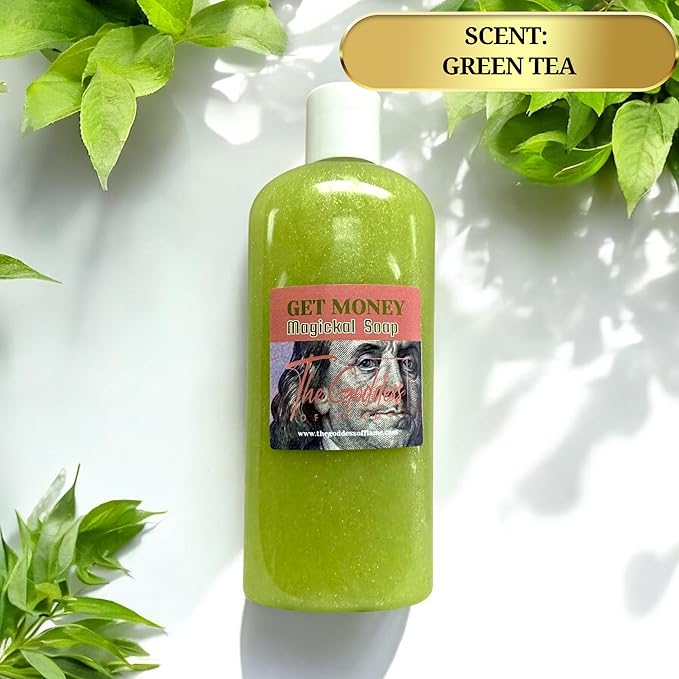 Get Money Shower Gel – 8 oz Handmade Body Wash Charged at Altars for Fast Cash, Prosperity & Abundance – Hoodoo, Wiccan, Conjure, Pagan Ritual Use – Vegan & Sulfate-Free