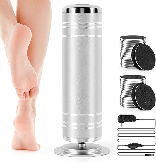 Electric Foot File Callus Remover: Adjustable Speed Feet File Grinder with 60 Pcs Sandpaper Discs - Professional Pedicure Tools for Dead Skin Calluses (Sliver)