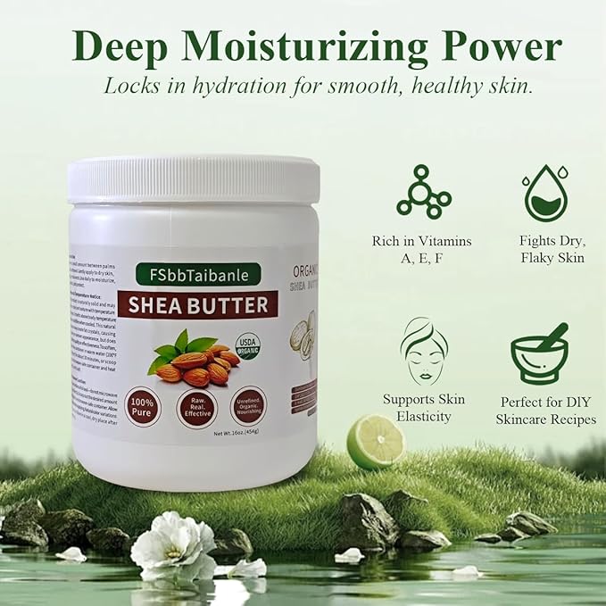 Raw Shea Butter 16 oz – Pure & Organic Moisturizer for Skin, Hair & DIY – Raw, Unrefined, Non-GMO, Ivory Color, Grade A Quality