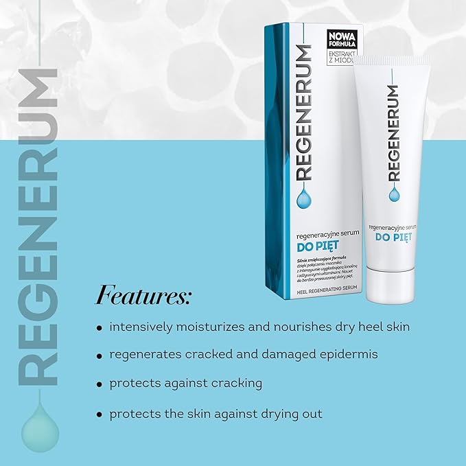 Regenerum Heel Regenerating Serum - Intensive Care for Dry and Cracked Heels | Hydrates, Regenerates, and Prevents Cracking | Softens and Protects Skin - 30g