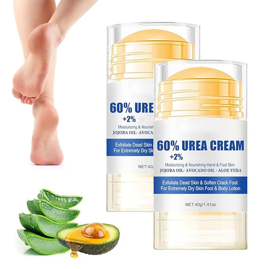 2PCS 60% Urea Hydrating and Anti-Cracking Foot Cream，2025 Upgraded Hand and Foot Cream Urea Moisturizer，Hydrates Dry and Cracked Feet and Hand (1.41 Ounce, White)