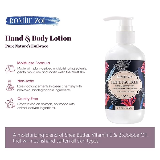 ROMIIE ZOI Daily Hand & Body Lotion with Moisturizing Shea Butter - Honeysuckle - 236 ML / 8 FL OZ
