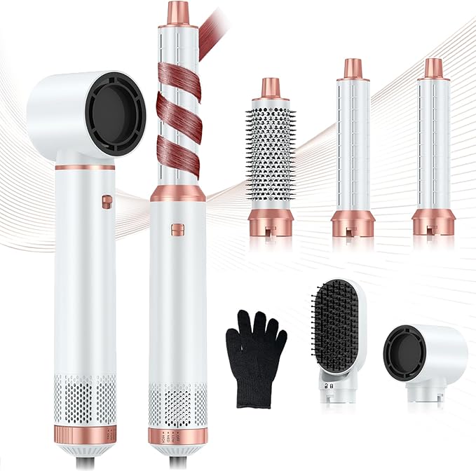 5 in 1 Hair Dryer Brush, Negative Ion Blow Dryer Brush Set Upgrade Hot Air Brush Air Styler Curling Wrap Air Curler, Curling Iron Hair Styling Tools As A Gift for Straight/Curl/Drying/Smoothing