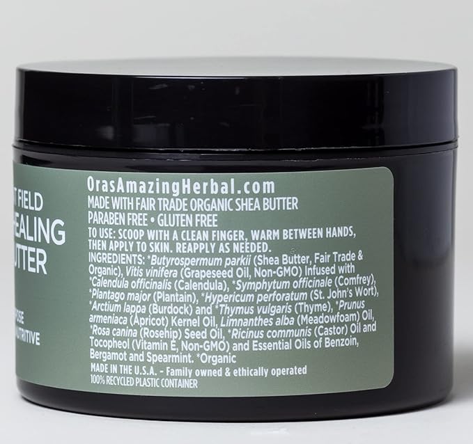 Ora's Amazing Herbal Ultra Healing Body Butter, Intensive Moisturizer For Dry Skin, Spearmint & Bergamot Essential Oil, 2 oz, Peppermint Field Scent