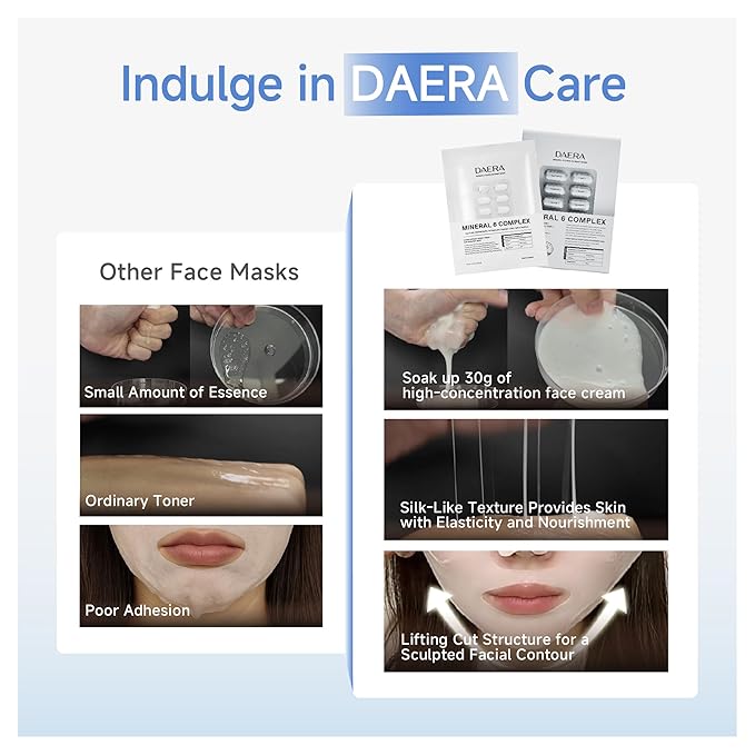 DAERA Korean Brightening & Firming Face Mask 5 Sheets - Hydrating Cream Mask with Botanicals for Dark Spots & Anti-Aging