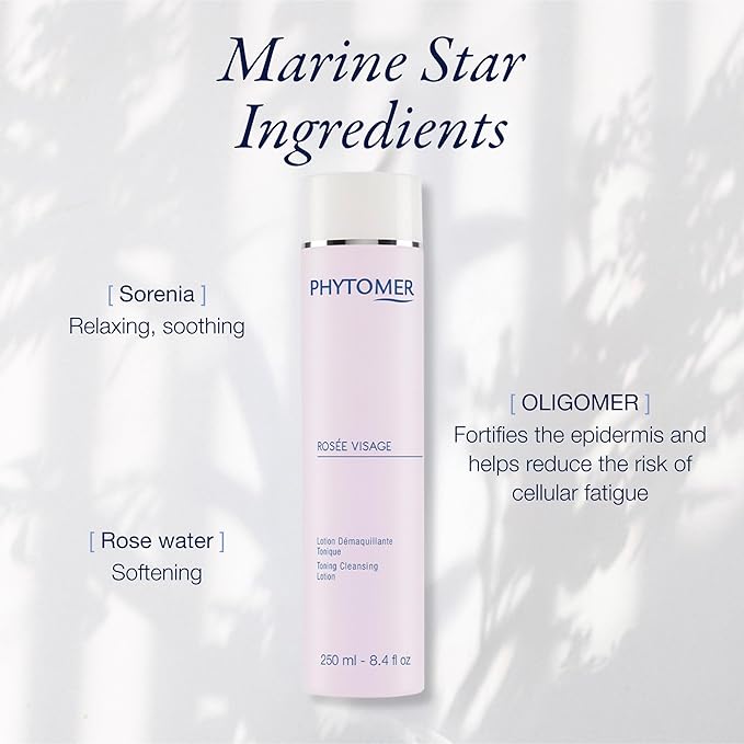 PHYTOMER Rosee Visage Toning Cleansing Lotion | All in One Cleanser, Makeup Remover & Toner for Face | Alcohol-Free | Safe, Natural Ingredients | 8.4 Fl Oz