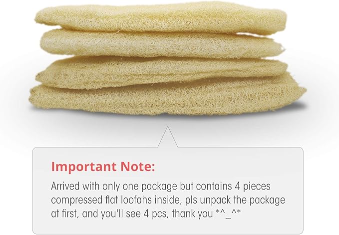 Natural Organic Loofah Sponges Large Exfoliating Shower Bath Loofah Luffa Loofa Body Scrubbers Sponges for SPA Beauty Bath and Radiant Skin, Pack of 4