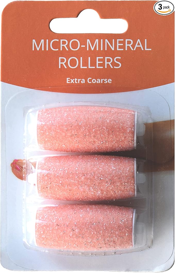 Own Harmony Extra Coarse 3 Refill Rollers Best Fit for Electric Callus Remover CR900 - Foot Care for Healthy Feet - Pedicure File Tools - Replacement 3 Pack Extra Coarse (Peach)