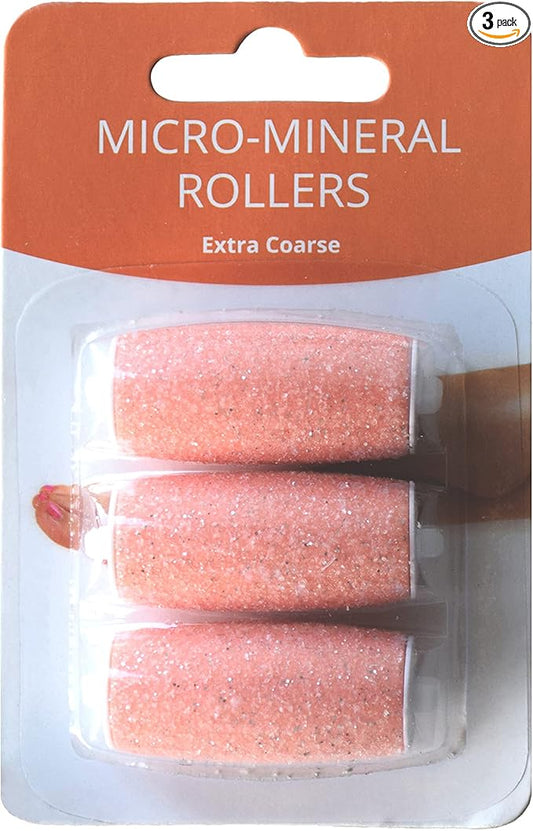 Own Harmony Extra Coarse 3 Refill Rollers Best Fit for Electric Callus Remover CR900 - Foot Care for Healthy Feet - Pedicure File Tools - Replacement 3 Pack Extra Coarse (Peach)