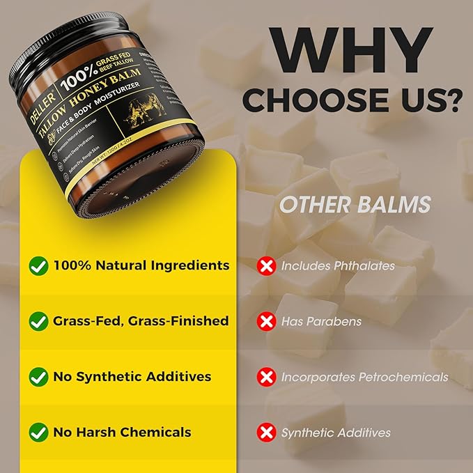 4.2 OZ Beef Tallow for Skin Face, Grass Fed Beef Tallow with Honey Bee Venom Cream Natural Tallow and Honey Balm, Deep Hydration Tallow Face Moisturizer for Dry, Sensitive & All Skin Types