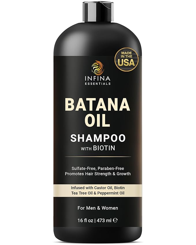 Batana Oil Shampoo | 16 fl oz | with Biotin & Tea Tree | Moisturizing, Strengthening & Nourishing Formula | Promotes Hair Growth and Thickness