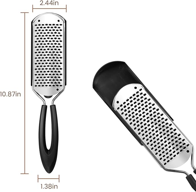 Detachable Colossal Foot Rasp Scraper Big Hole, Professional Pedicure Tool Stainless Steel Dead Skin Remover Foot Scrubber Foot Rasp Callus Remover Heels Repair for Dry and Wet Feet