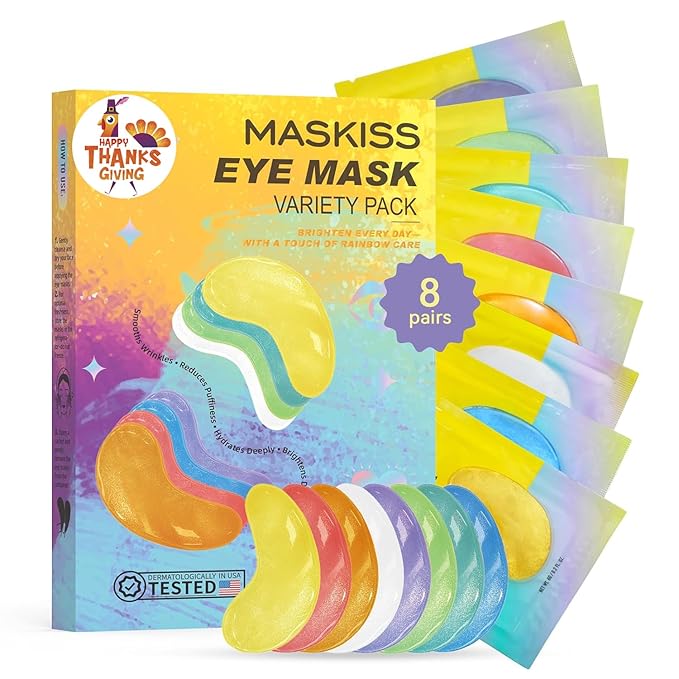 Under Eye Patches Variety Pack (8 Pairs), Stocking Stuffers for Women, Eye Masks for Dark Circles Puffy Eyes With 8 Colors (1 Pairs/Color), Vegan Skin Care Gifts for Teen Girls