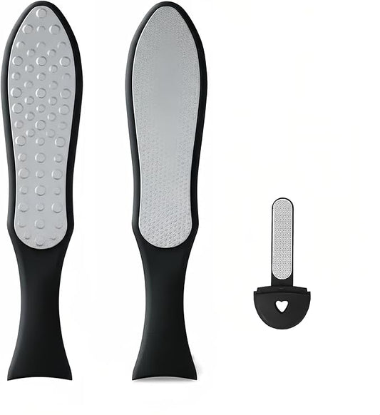 3 in 1 Large Size Durable Foot File Callus Remover (1 Pc) with Double Sided Stainless Heel Scraper for Cracked Heels, Pedicure Tools for Feet Ped Egg for Feet with Coarse and Fine Sides.