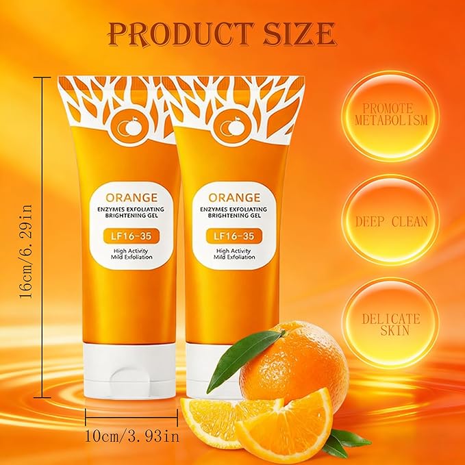 Orange Exfoliating Gel for Face & Body, 2026 Exfoliating Cleansing Gel Scrub, Pore Orange Peeling Scrub, Deep Clean Pores, Remove Blackheads & Moisturize Skin, All Types Skin