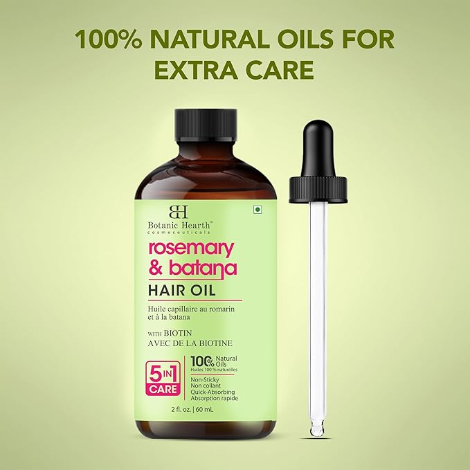 Botanic Hearth 100% Pure Rosemary Batana Oil For Hair Growth | Hair Oil Repairs Dry Damaged Hair, Strengthening, Healthier - Hair Tonic, 2 fl oz