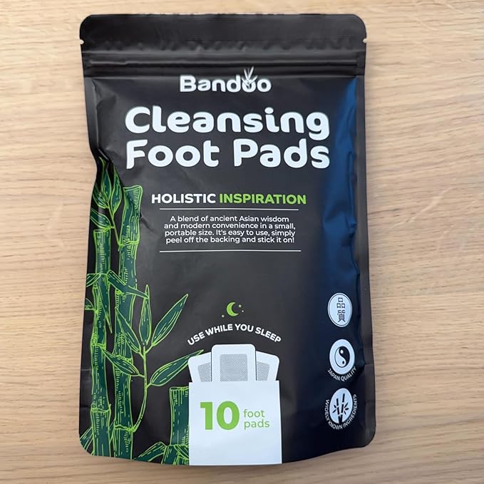 Bandoo Original Foot Pads | Premium Natural Foot Care Pads with Bamboo Vinegar & Tourmaline | Comfortable Overnight Foot Application | for Men & Women | 10 Pads